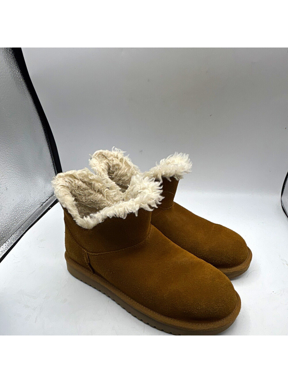 Koolaburra by UGG Brown Suede Pull On Faux Fur Lined Ankle Bootie US 7 1116711